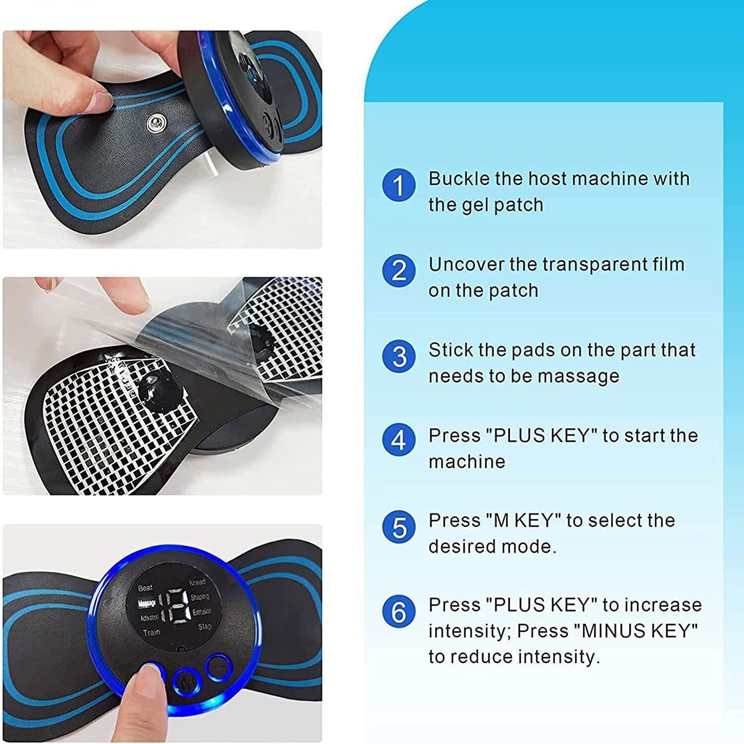 USB Mini Electric Pulse Neck Masager LCD Cervical Massage Patch Pain Relief