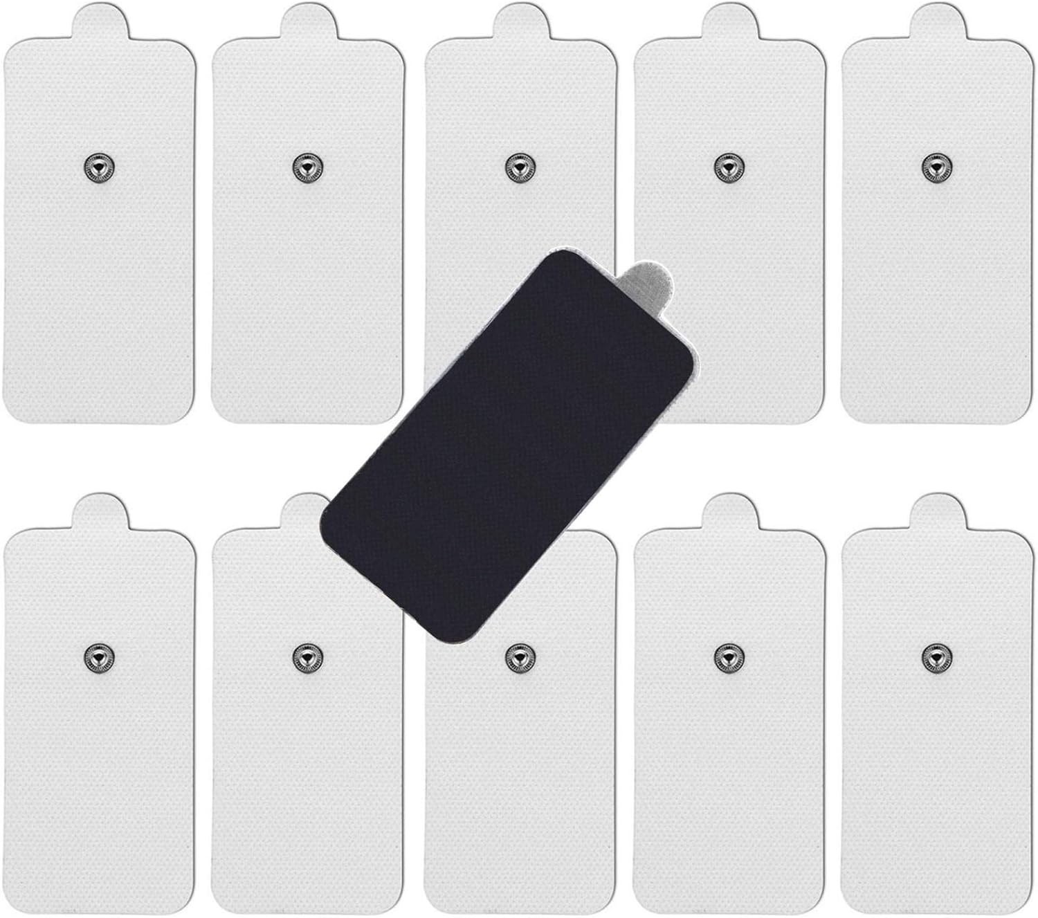 10-Pack Large TENS Electrode Pads – 3.5Mm Snap Connectors – High Conductivity, R