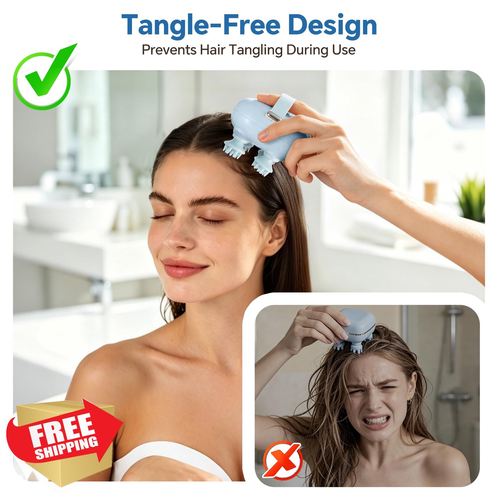 IOOKNA Scalp Massager Light Blue Waterproof Rechargeable