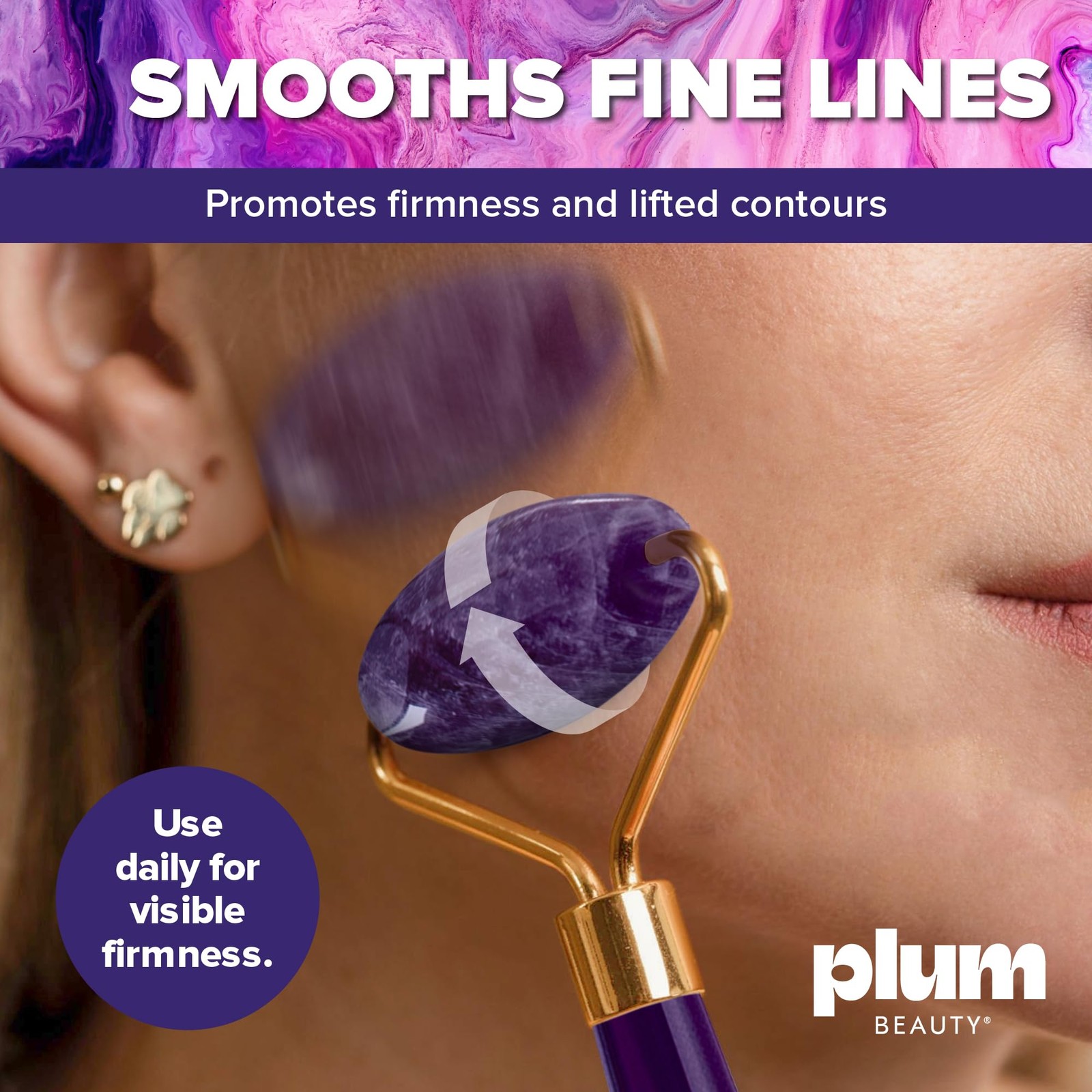 Amethyst Roller, helps reduce under-eye puffiness and dark circles