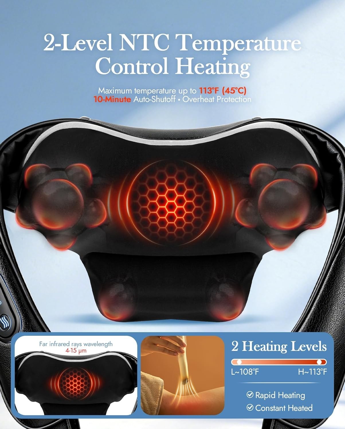 Neck Massager with Heat Cordless: Shiatsu Back Shoulder Massage Tools for Pain R