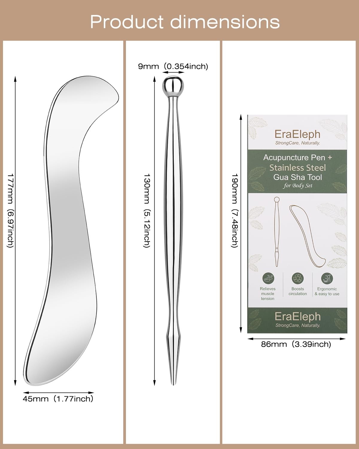 2 in 1 Acupressure Pen and Scraper Set, Stainless Steel Muscle Scraper Tool, …