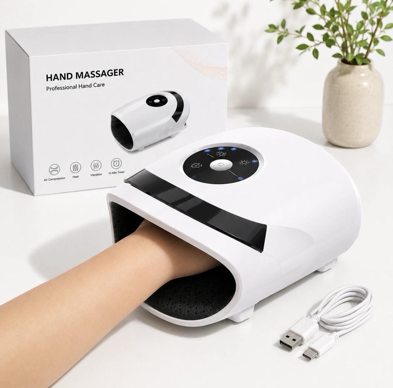 Rechargeable Hand Massager with Heat Compression Therapy Arthritis Pain Relief