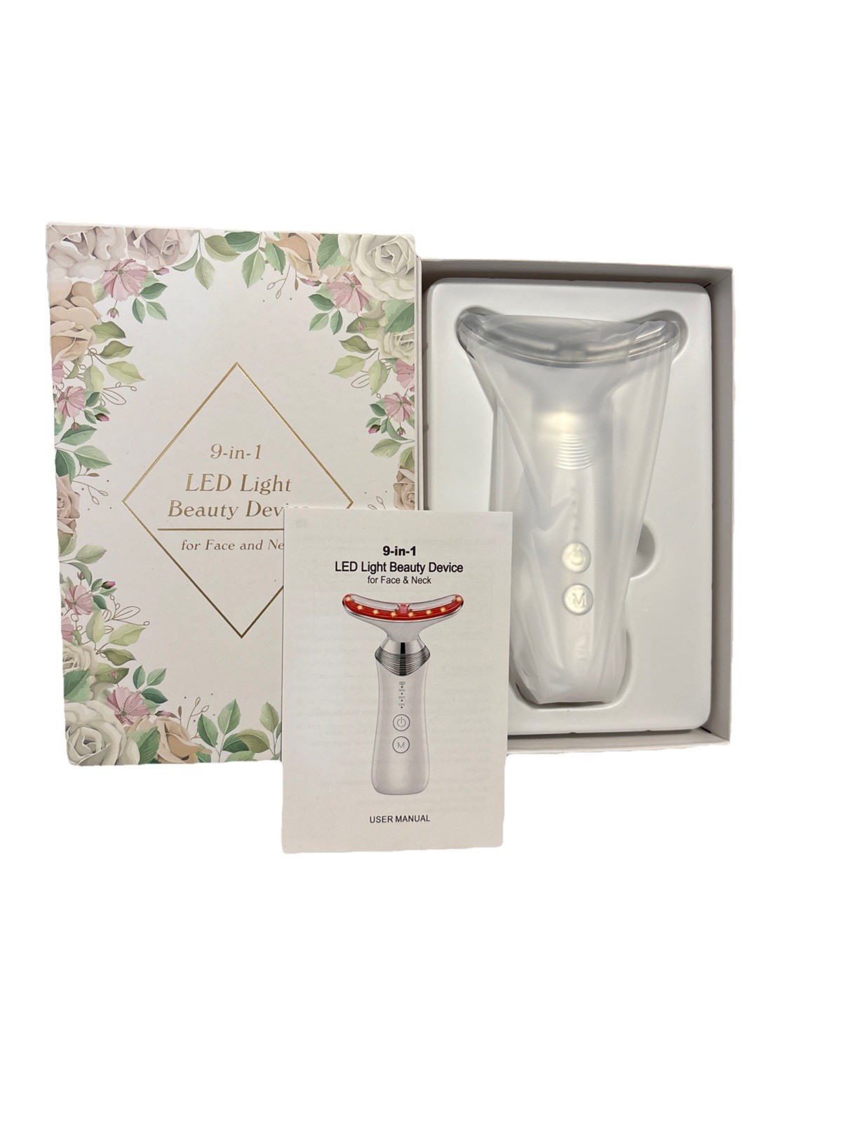 9 in 1 LED Light Beauty Device for Face Neck Skin Rejuvenation Vibration Heating