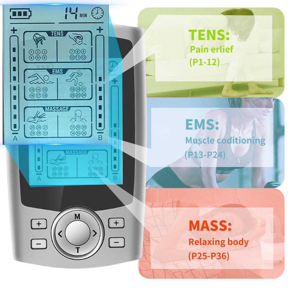 Tens Unit Muscle Stimulator Machine EMS Pulse Massager 36 Modes for Pain Relief