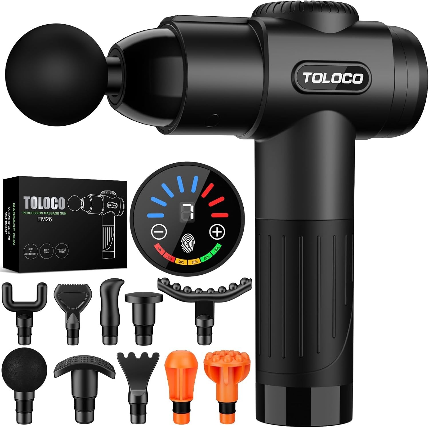 TOLOCO Massage Gun, Deep Tissue Back Massage for Athletes for Pain Relief, Percu