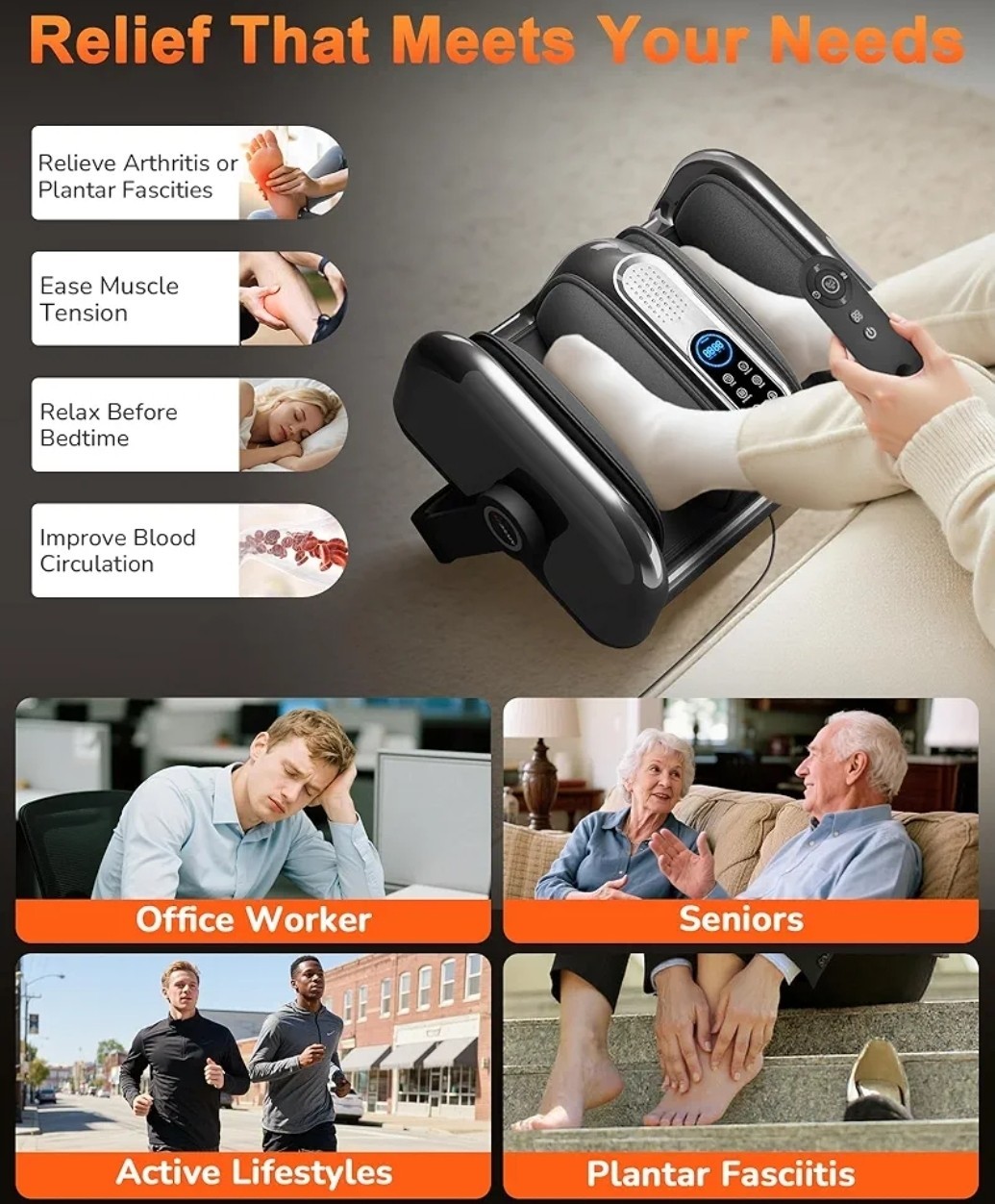 Shiatsu Foot Massager with Heat – Deep Kneading, Vibration for Plantar Fasciitis