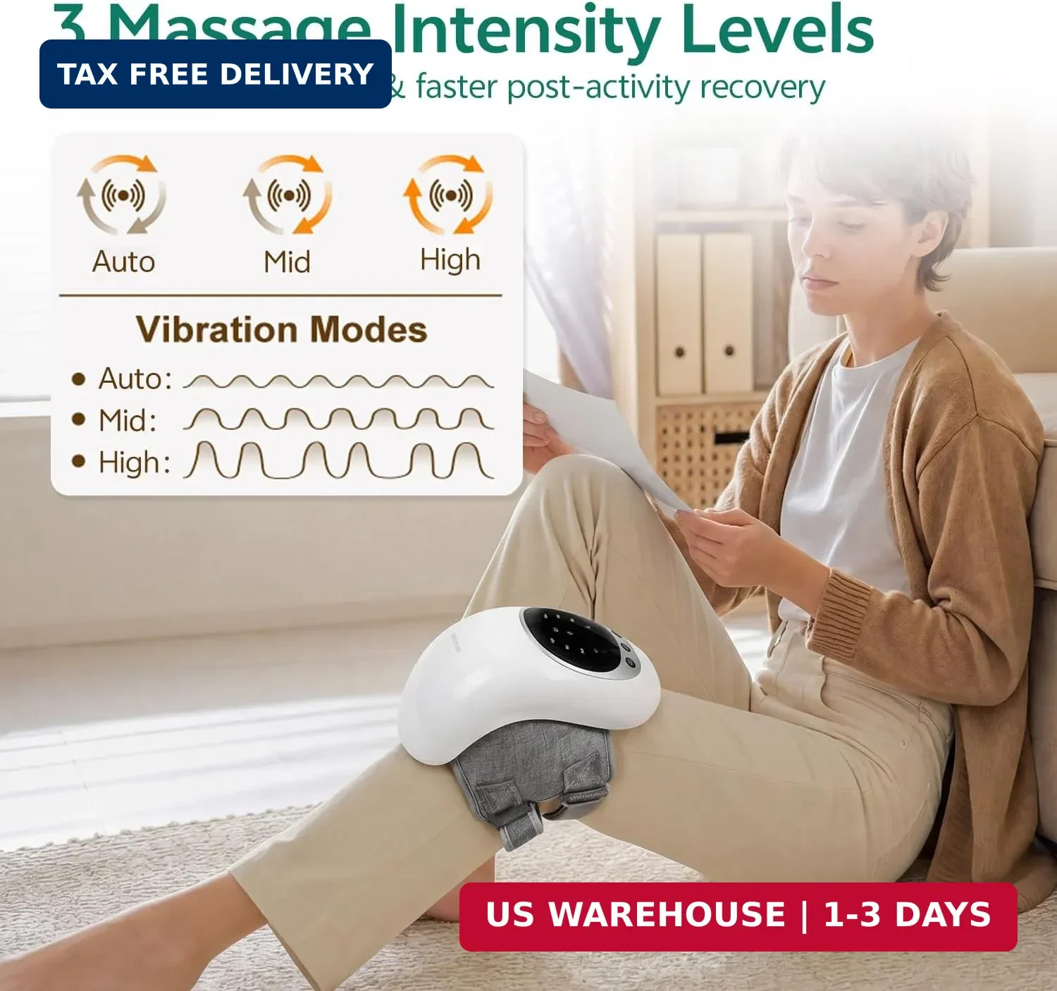 Knee Massager for Relief, 2026 Updated Edition，Cordless Heated Knee Massager wit