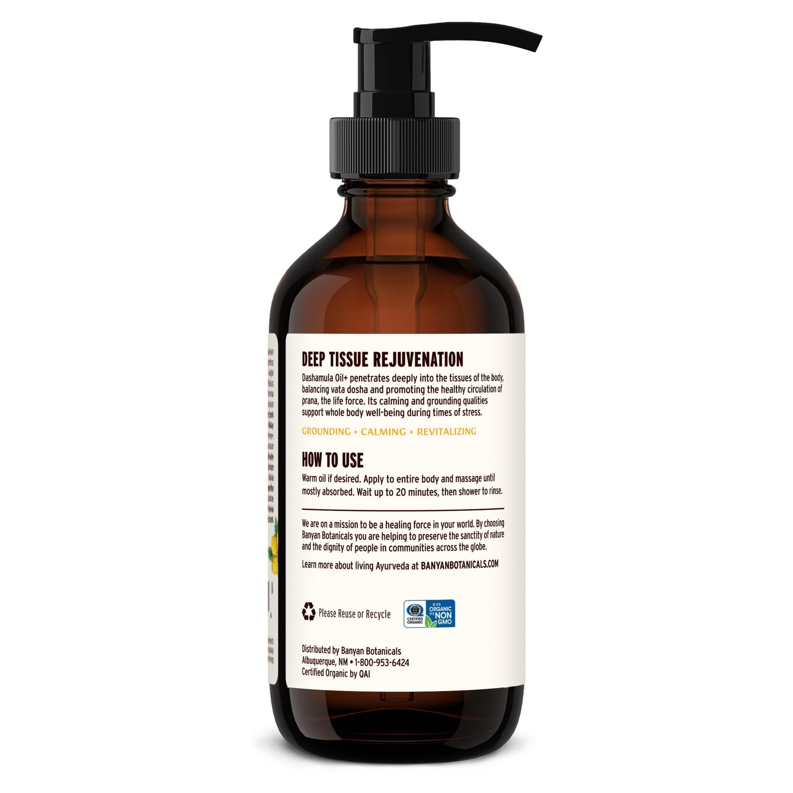 Banyan Botanicals Dashamula Oil+ – Organic Stress Relief Massage Oil with Org…