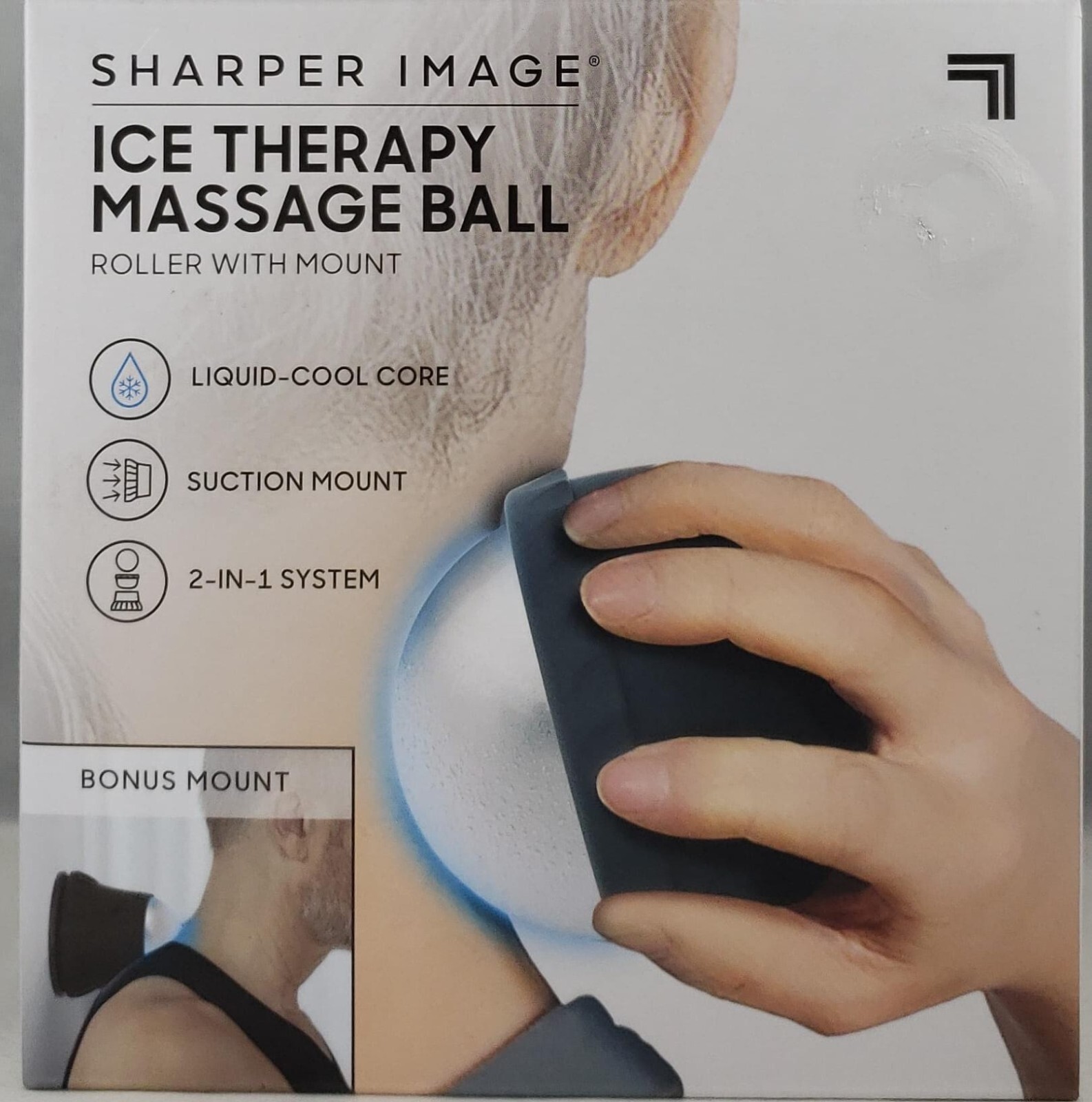 Sharper Image Ice Therapy Massage Ball with Suction Wall Mount, Liquid-Cool Core