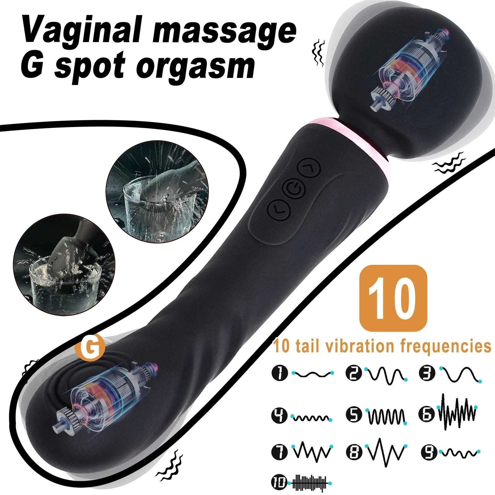 Discreet Women’s Wand: 10 Modes Vibrating Wand, Rechargeable Massager for Women