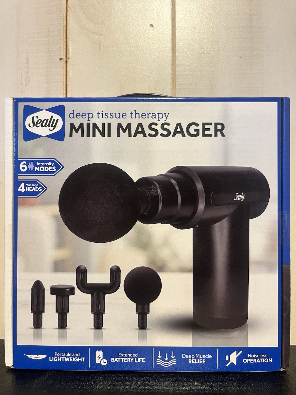Sealy Deep Tissue Therapy Mini Massager 4 Heads 6 Modes Deep Muscle Relief
