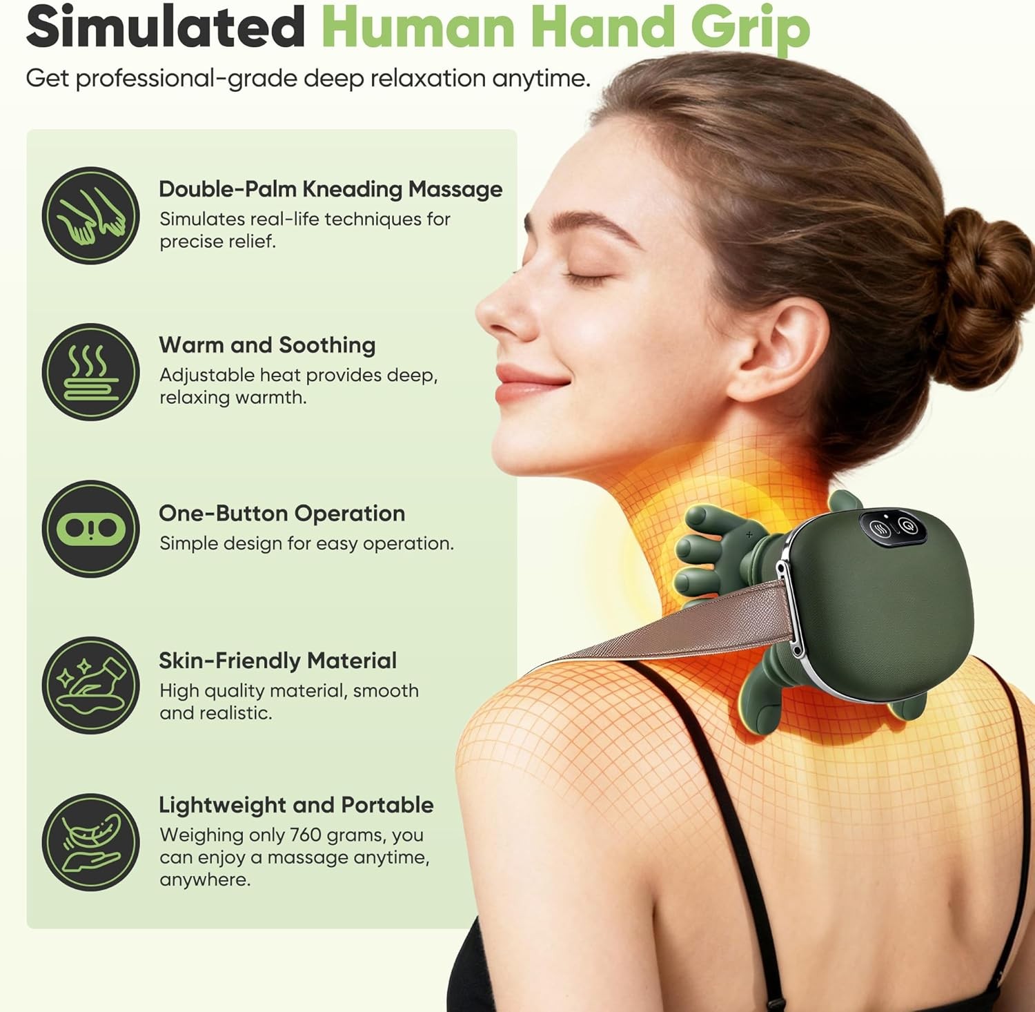 4D Neck Massager with Heat – Neck and Back Shiatsu Massager for Relieve Fatigue