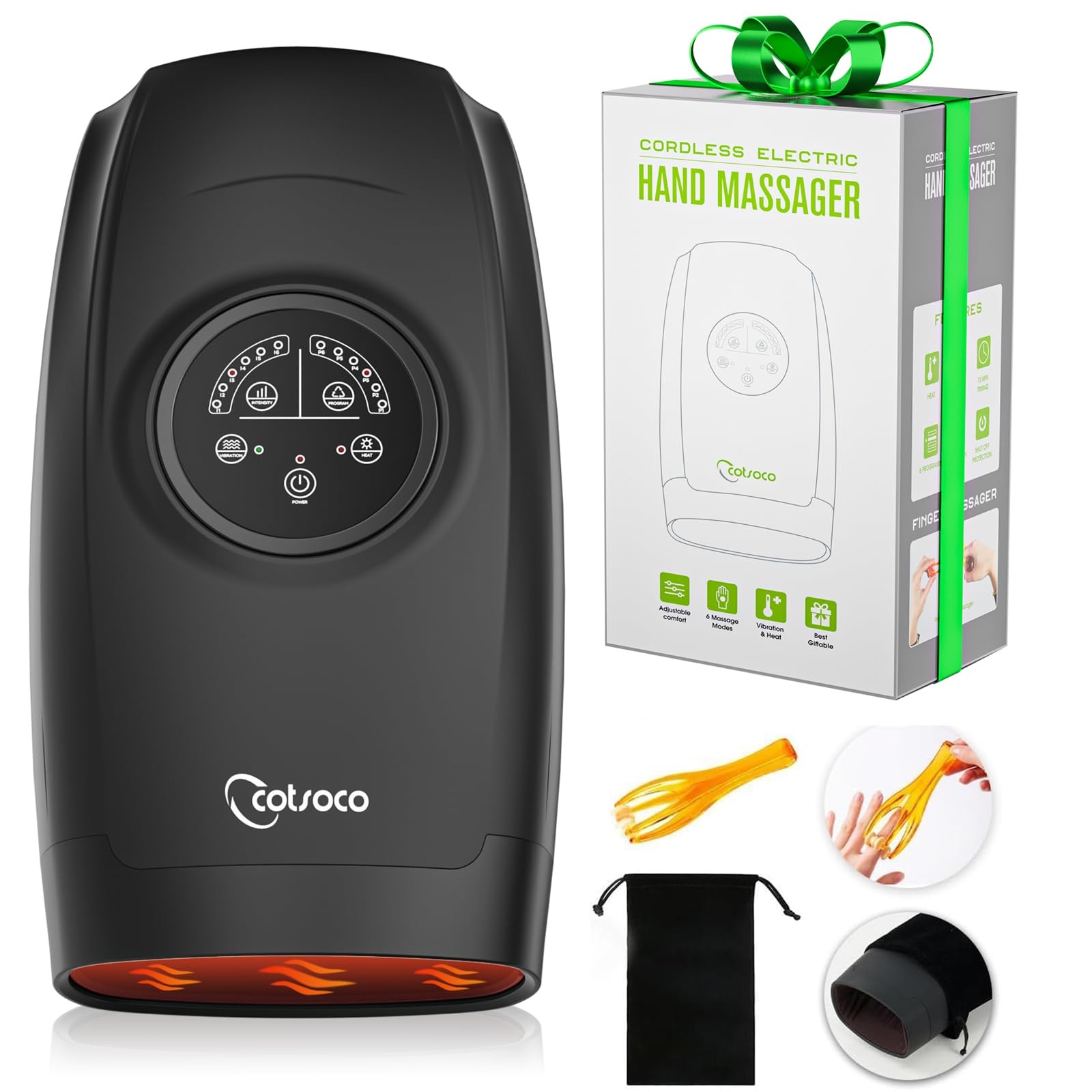 cotsoco Hand Massager with Heat and Compression, 6 Levels Hand Therapy for Ar…