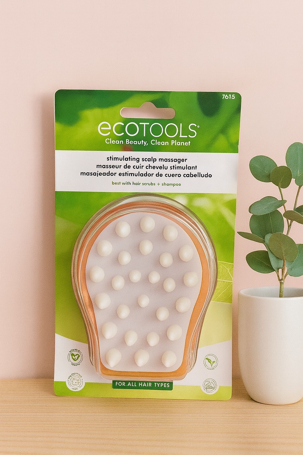 EcoTools Stimulating Scalp Massager Handheld Bamboo All Hair Types SEALED FreeSh