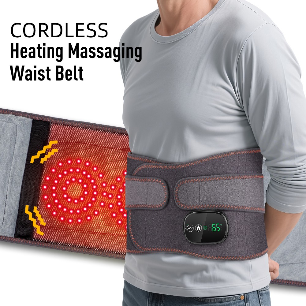 Red Light Therapy Massage Belt Electric Heated with Back Support Waist Vibration