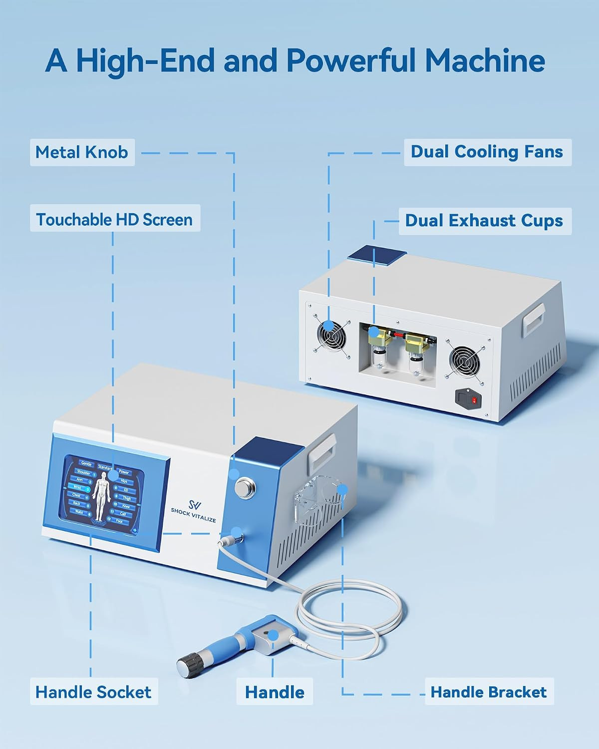 SV Shockwave Therapy Machine, Extracorporeal Shock Wave Device with 0.5–10 Bar,