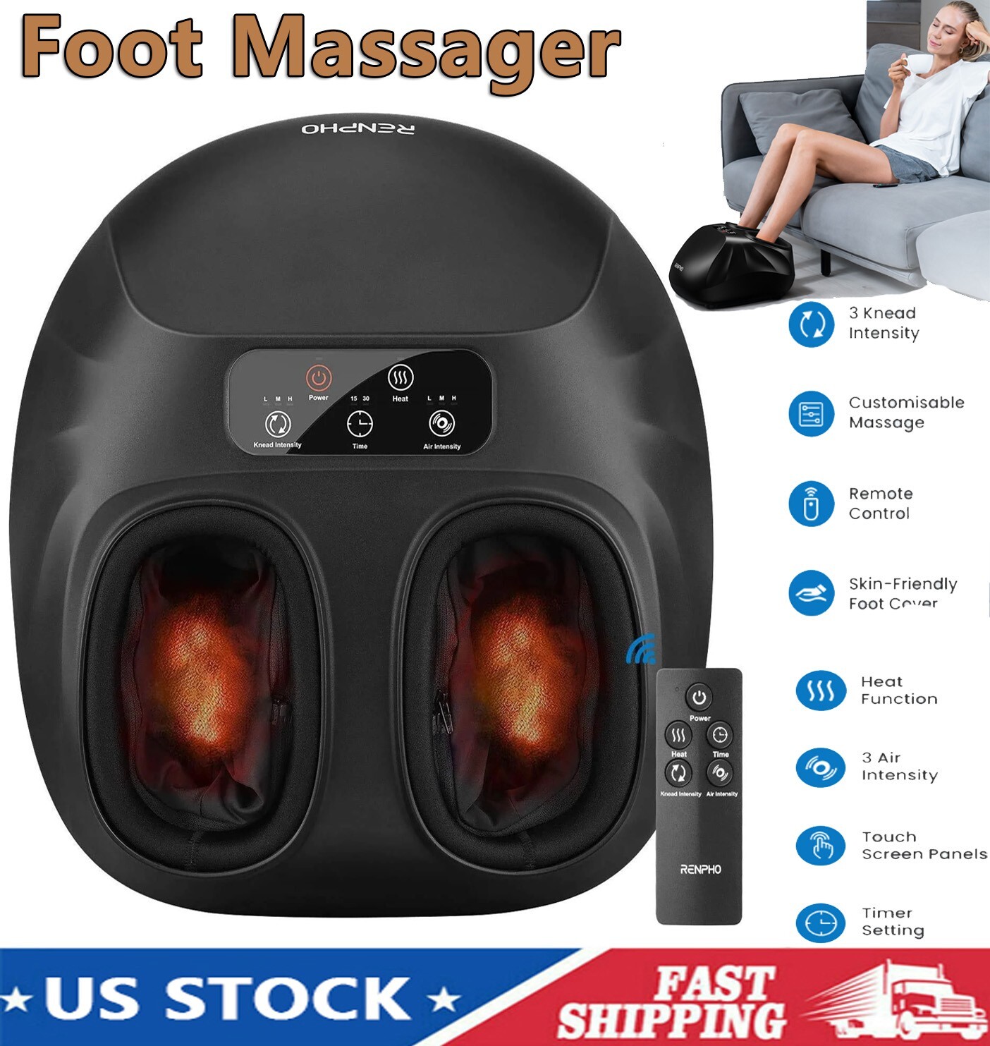 RENPHO Shiatsu Foot Massager With Heat & Remote Deep Kneading Mother’s day Gift