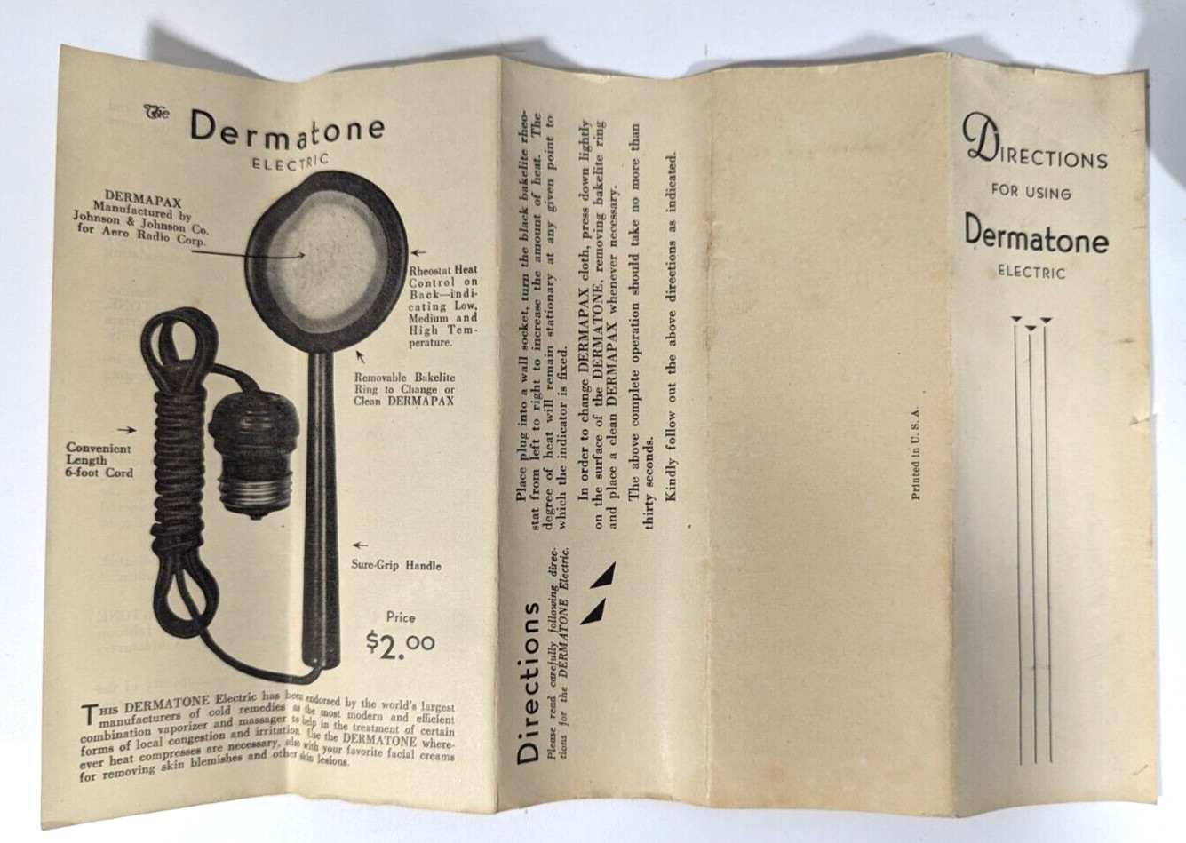 Vintage Dermatone Electric Vapor Salve Massager Bakelite Handle by Aero Radio