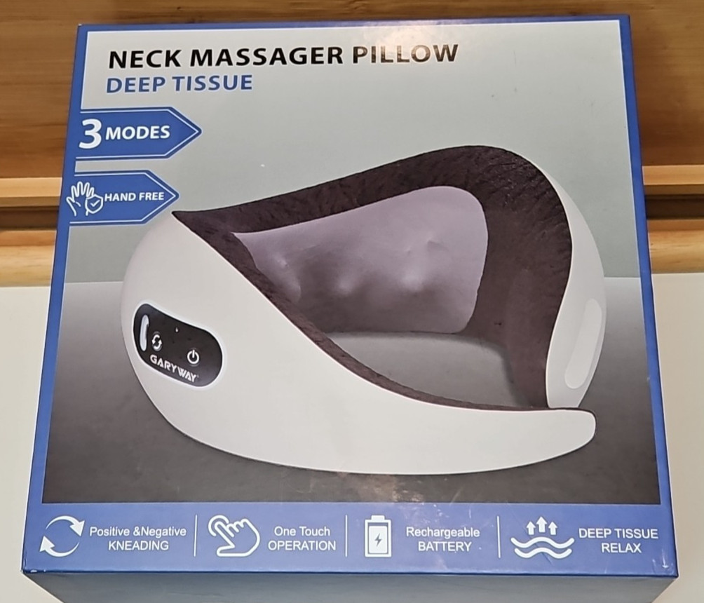 GARYWAY Neck Massager Cordless Shiatsu Deep Tissue Kneading Pillow Heat 2600mAh