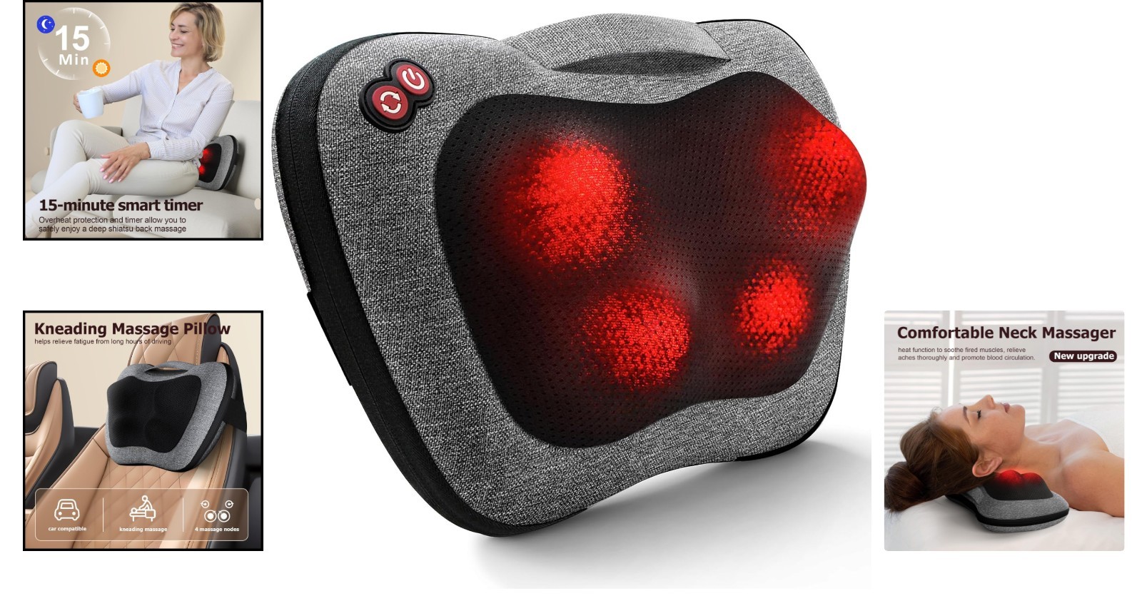 Shiatsu Back Massager with Heat – Deep Tissue Massage for Neck, Shoulders, Ba…