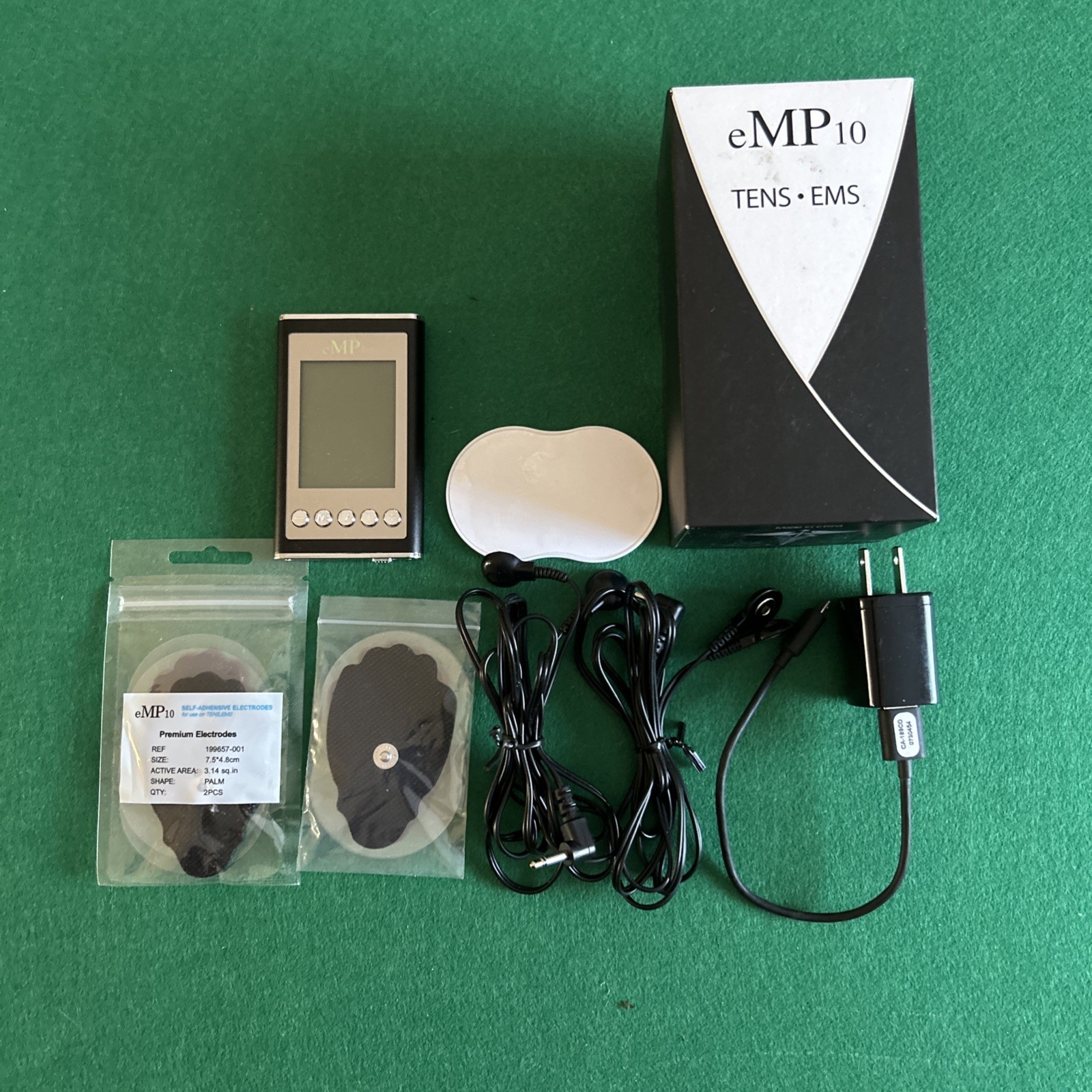 eMP10 Tens EMS Portable Wired Massager Pads & Charger Tested and Working