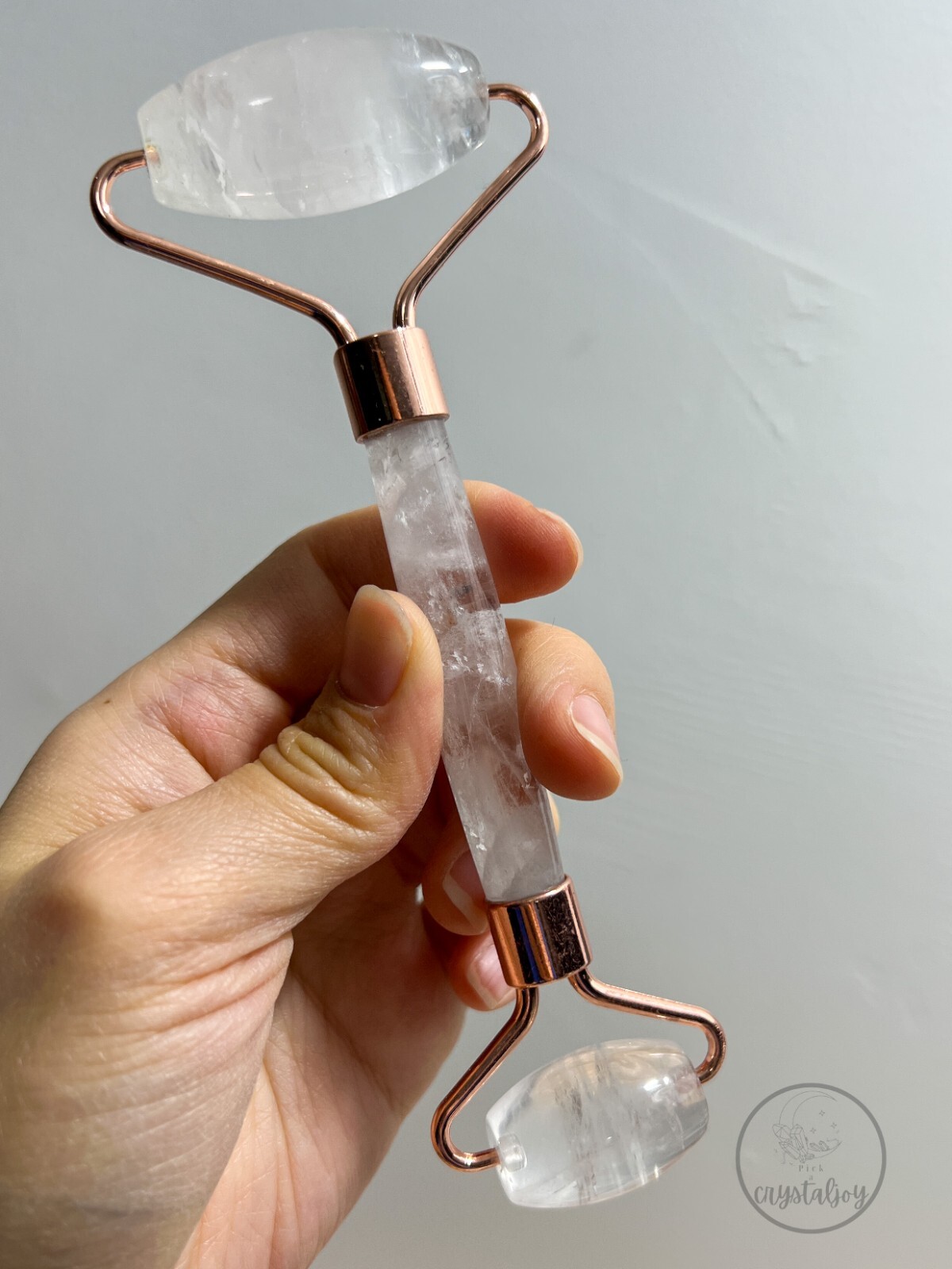 Wholesale Lot of 2 Clear Quartz Crystal Facial Roller, Slimming Face Beauty Tool