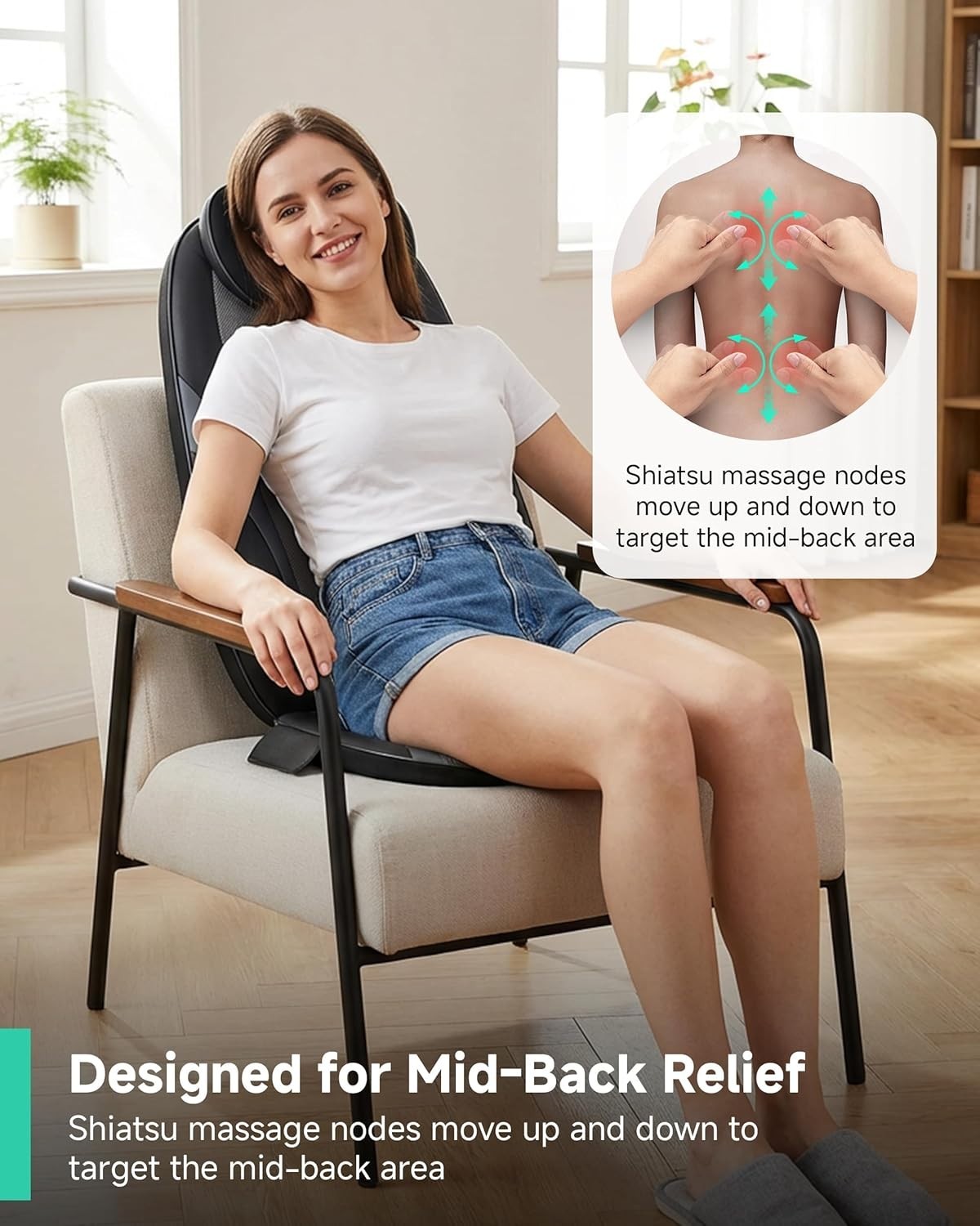 Shiatsu Back Massager with Adjustable Heat & Vibration for Total Comfort