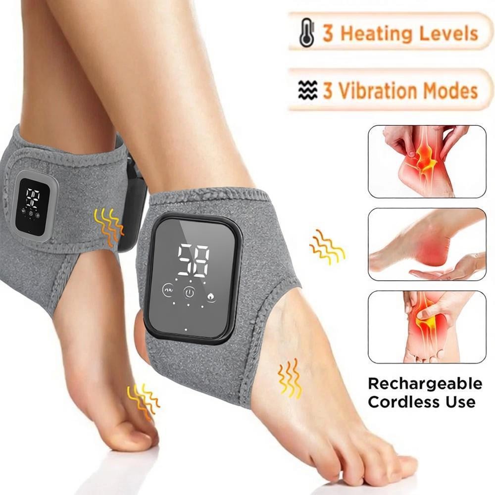 Cordless Foot and Ankle Massager Brace for Pain Relief Heating Vibration Therapy