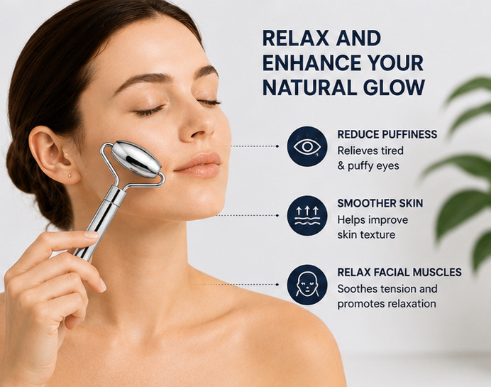 Stainless Steel Face Roller Facial Eye Massage Beauty Tool Skin Care Massager