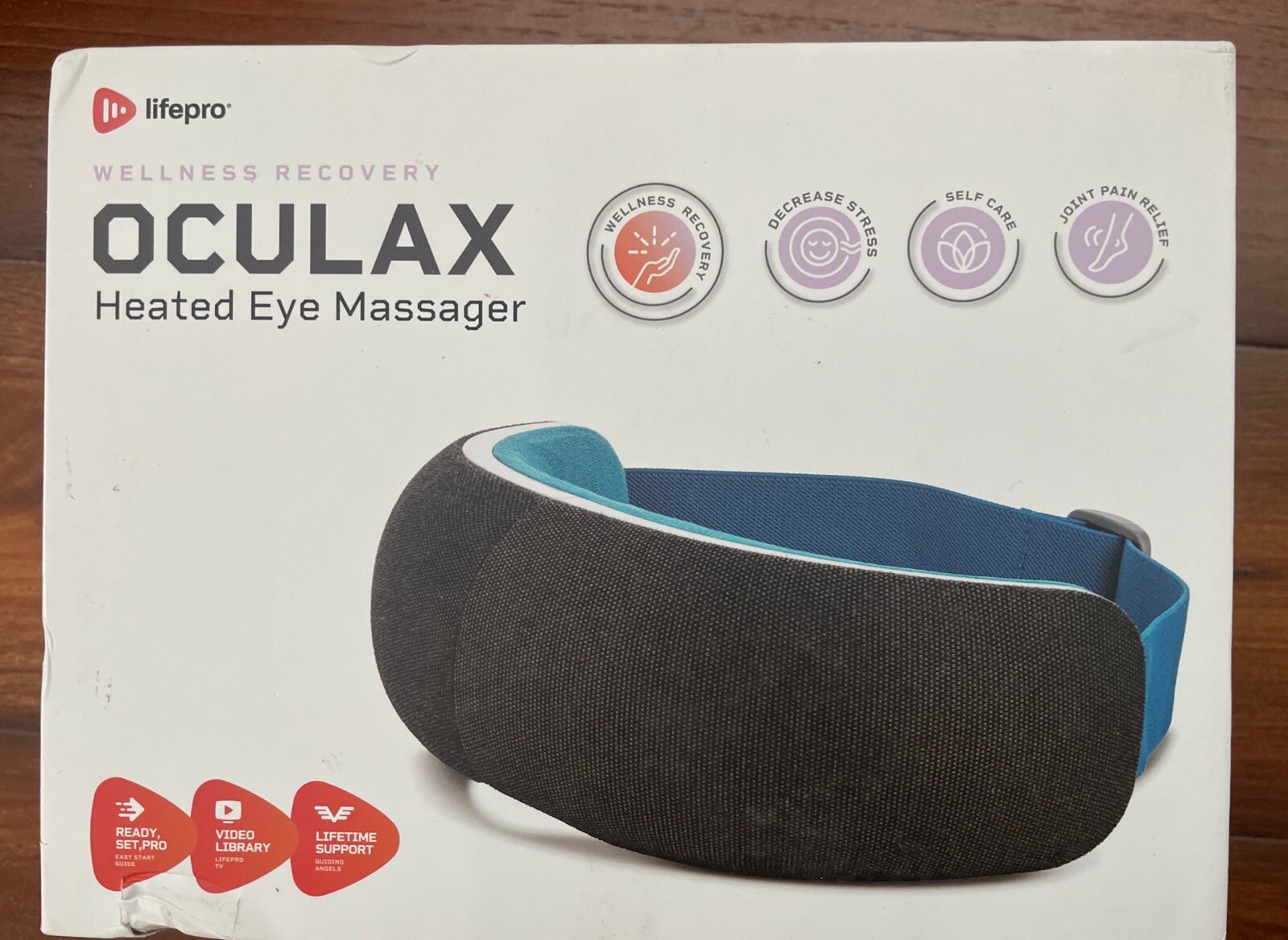 Lifepro Oculax Heated Eye Massager Black/Blue With USB Cloth Bag And Eye Pads