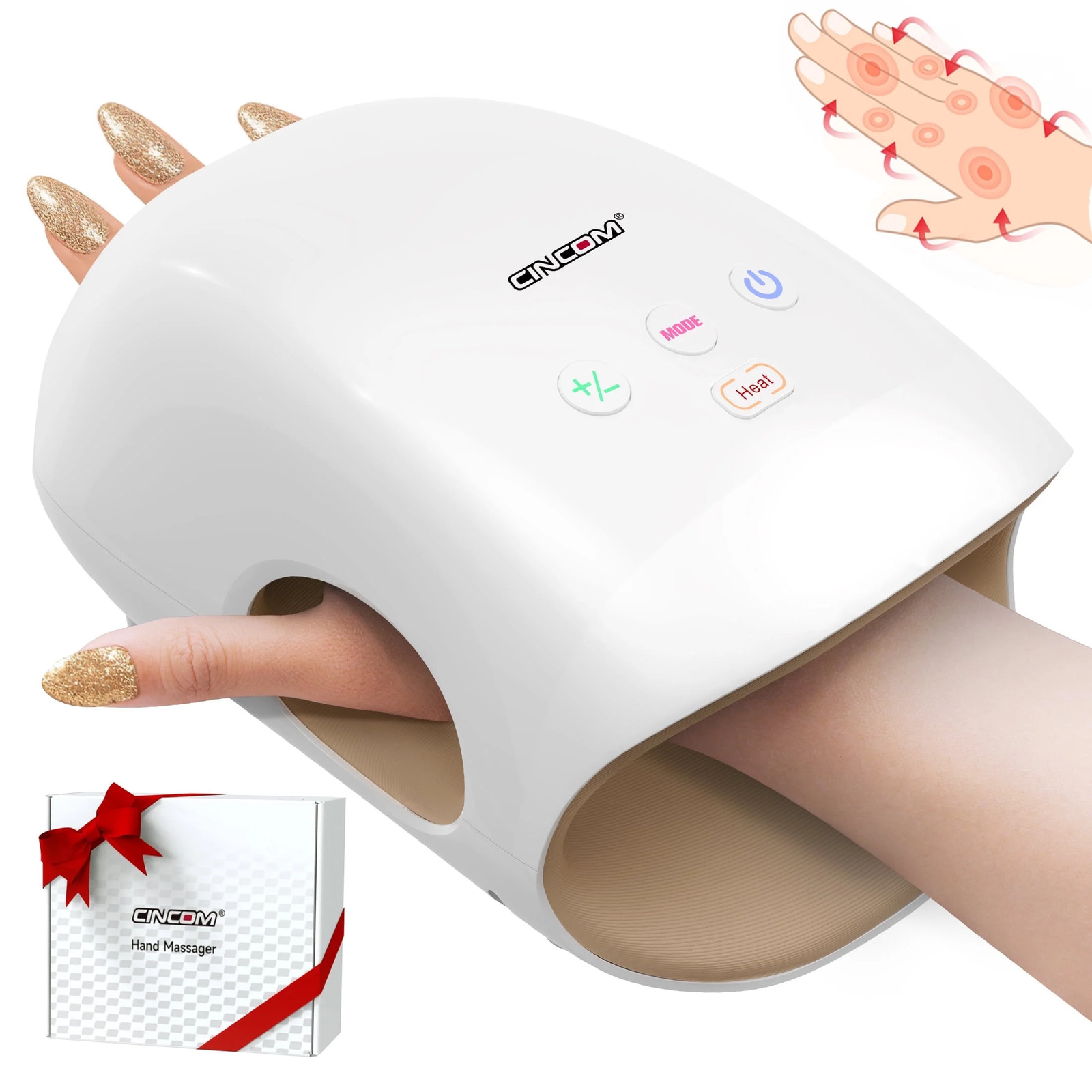 Cordless Hand Massager Heat 7 Massage Balls Air Compression Carpal Tunnel Arthri