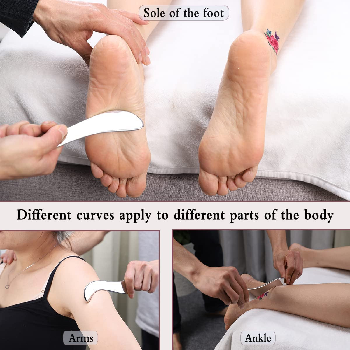 Stainless Steel Gua Sha, Metal Guasha Scraping Tool, Muscle Scraper for Deep Tis