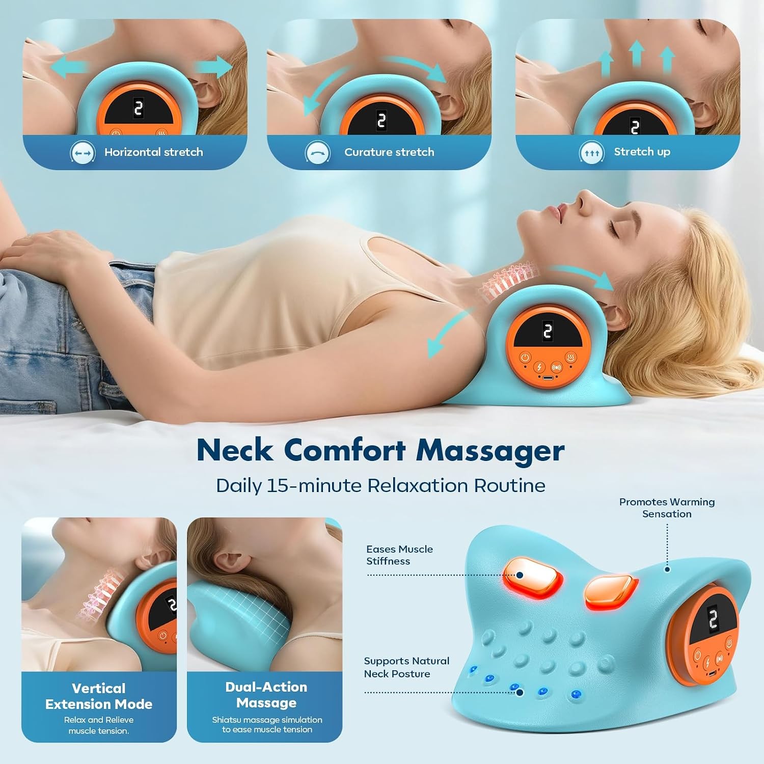 2026 Neck Massager 4-in-1 W/ Deep Tissue 3D Kneading & Soothing Heat Portable