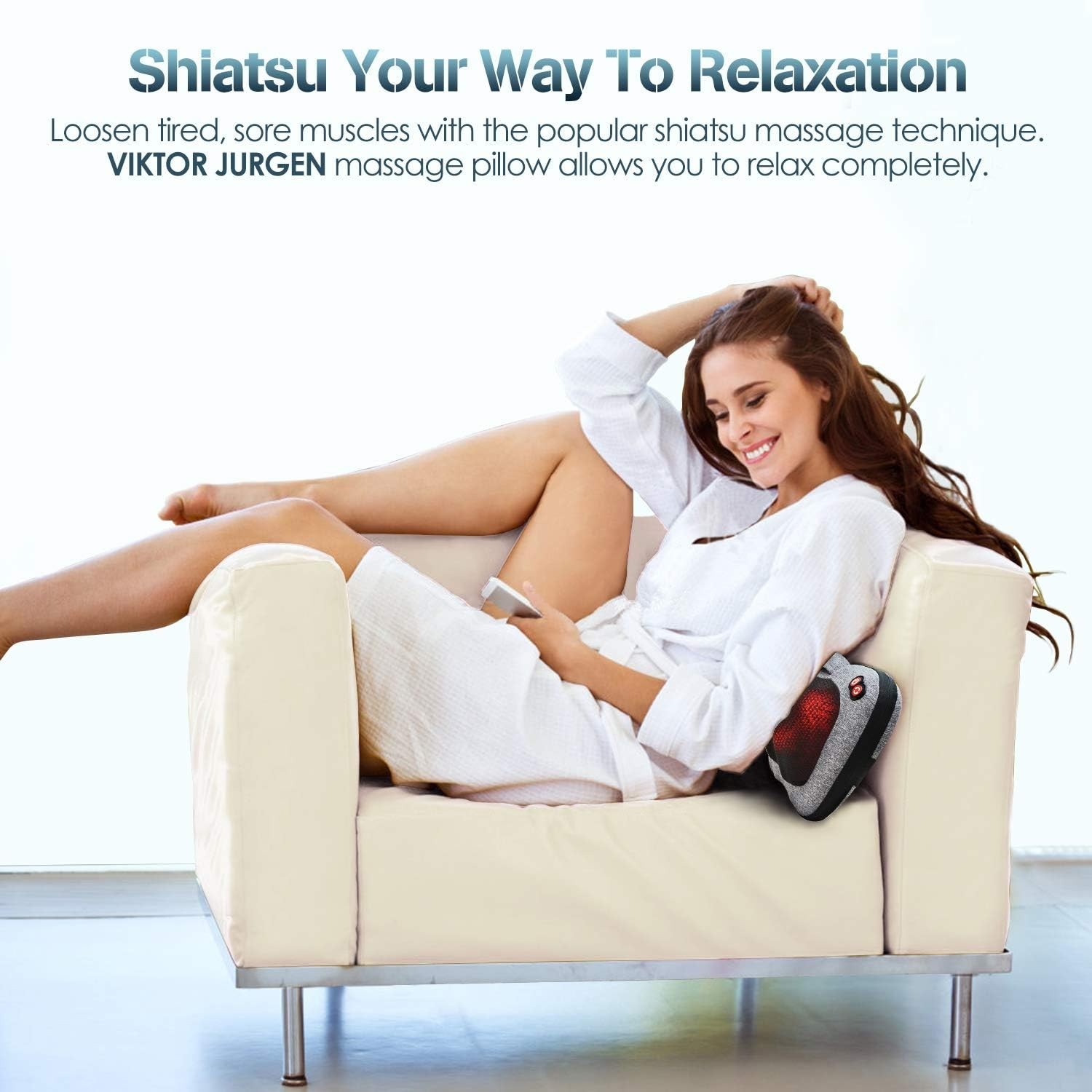 Electric Shiatsu Massage Pillow with Heat – Comfort for Back, Neck & Shoulders