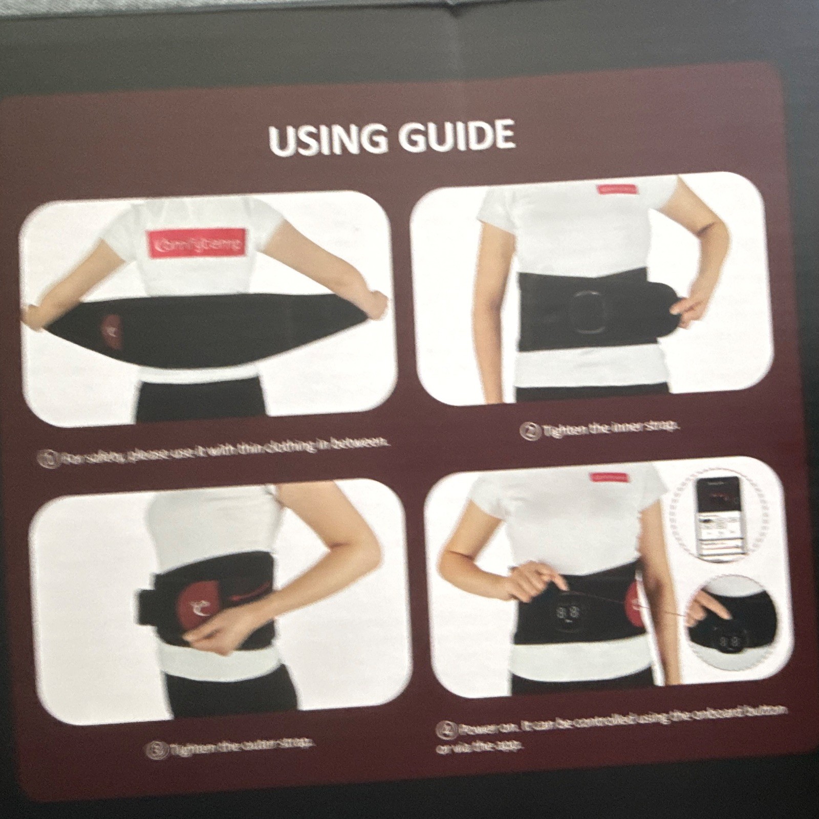 Comfytemp Heated Lower Back Massage Belt, App Controlled, Timer, USB, Black