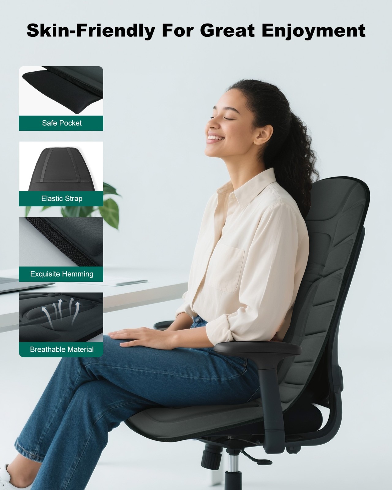 Snailax Massage Seat Cushion with Heat, Back Massager with Vibration, Gift