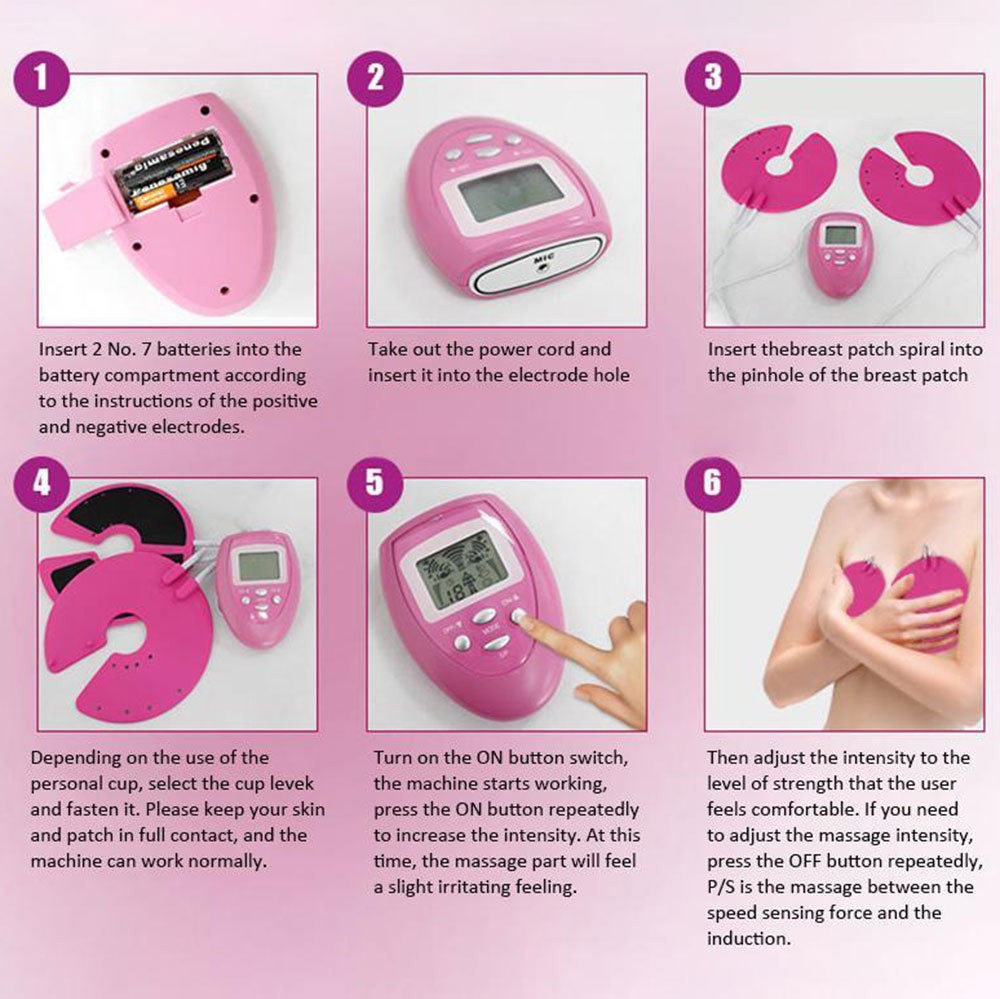 Electronic Breast Massager Enhancer Enlarger Chest Pulse Bust Muscle Machine