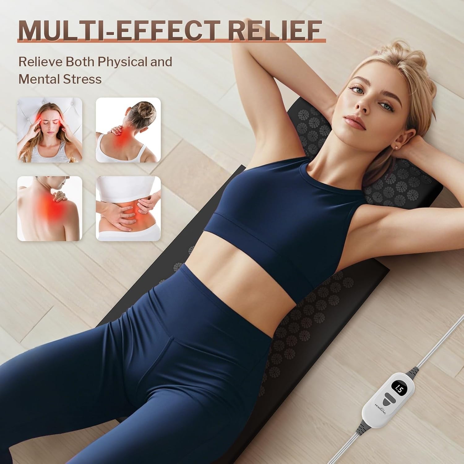 Heated Acupuncture Mat – 6 Heat Levels with 2 Hours Auto Off and 4 Adjustable…