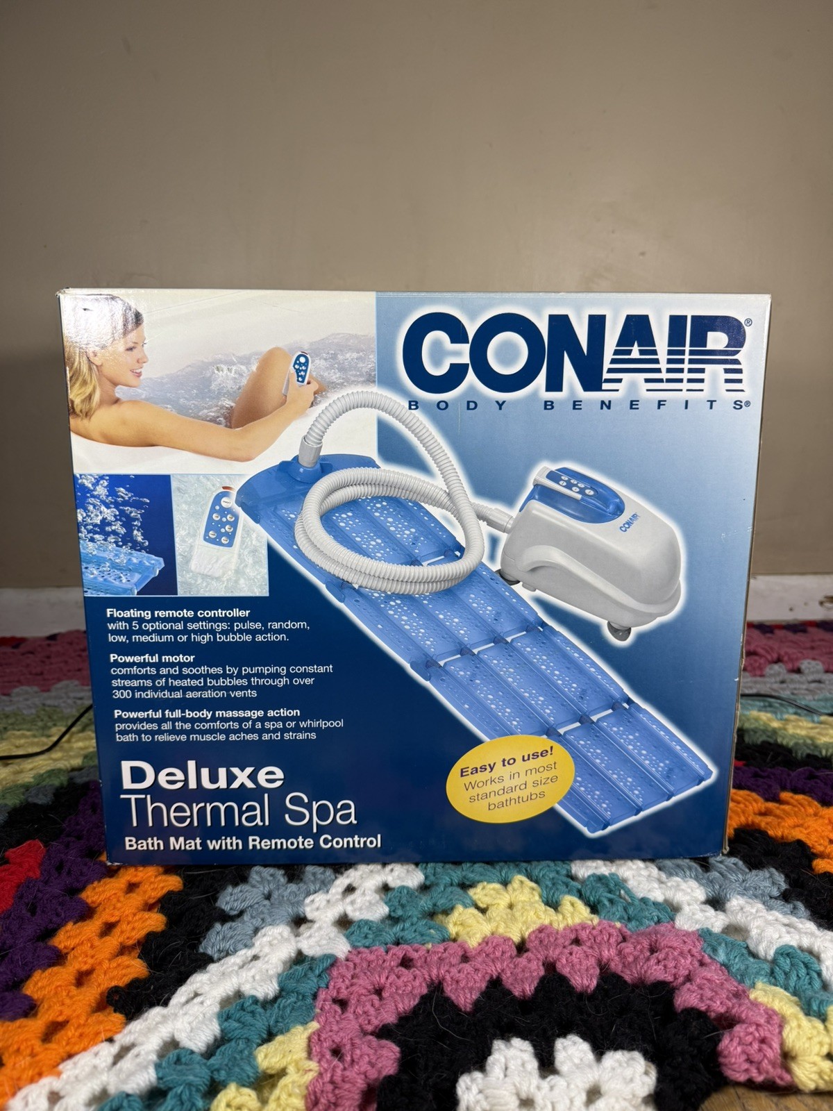 New Conair Body Benefits Deluxe Thermal Spa Bath Mat Bubble Massager *USED ONCE*