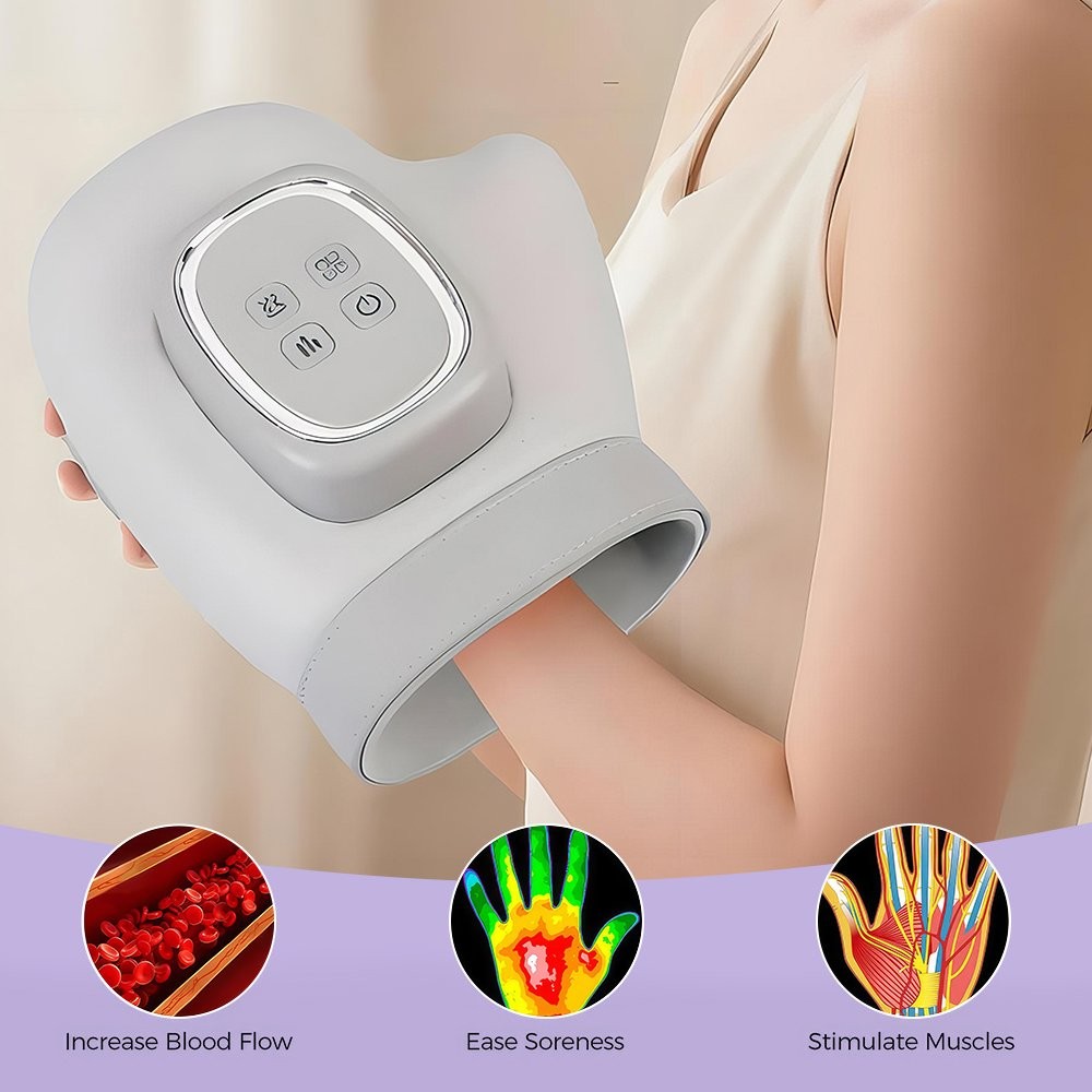 Updated Electric Hand Massager with Heat and Compression Wrist Finger Massage