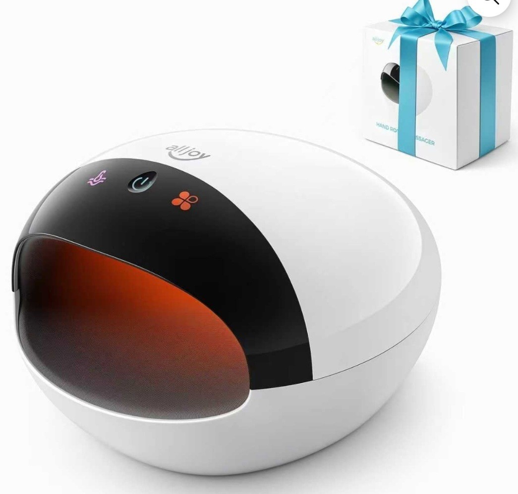 ALLJOY Hand Massager with Heat, Rechargeable Finger Massager with 3 Levels