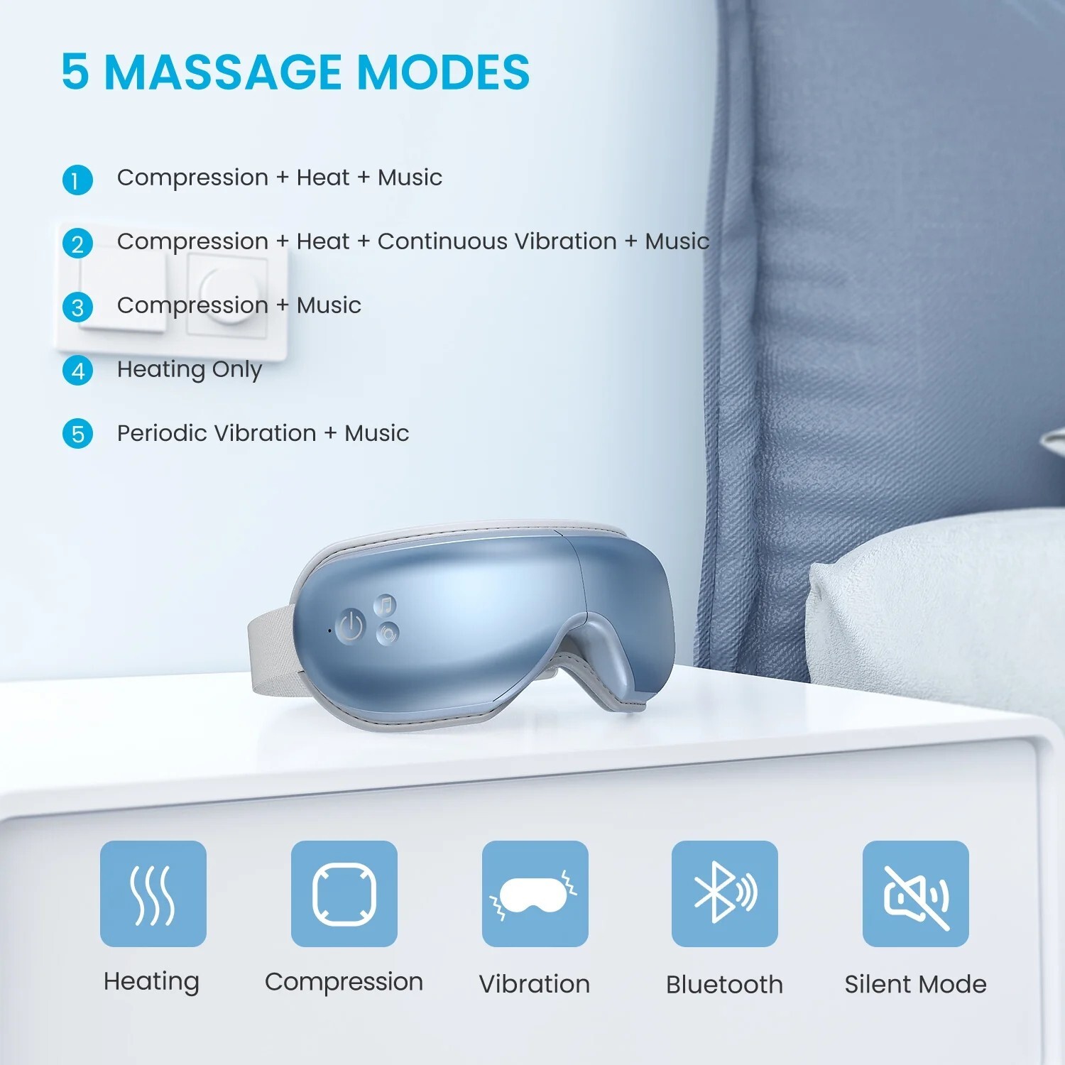 RENPHO Eyeris1 Eye Massager Migraine Massager with Heat & Remote Bluetooth Gift