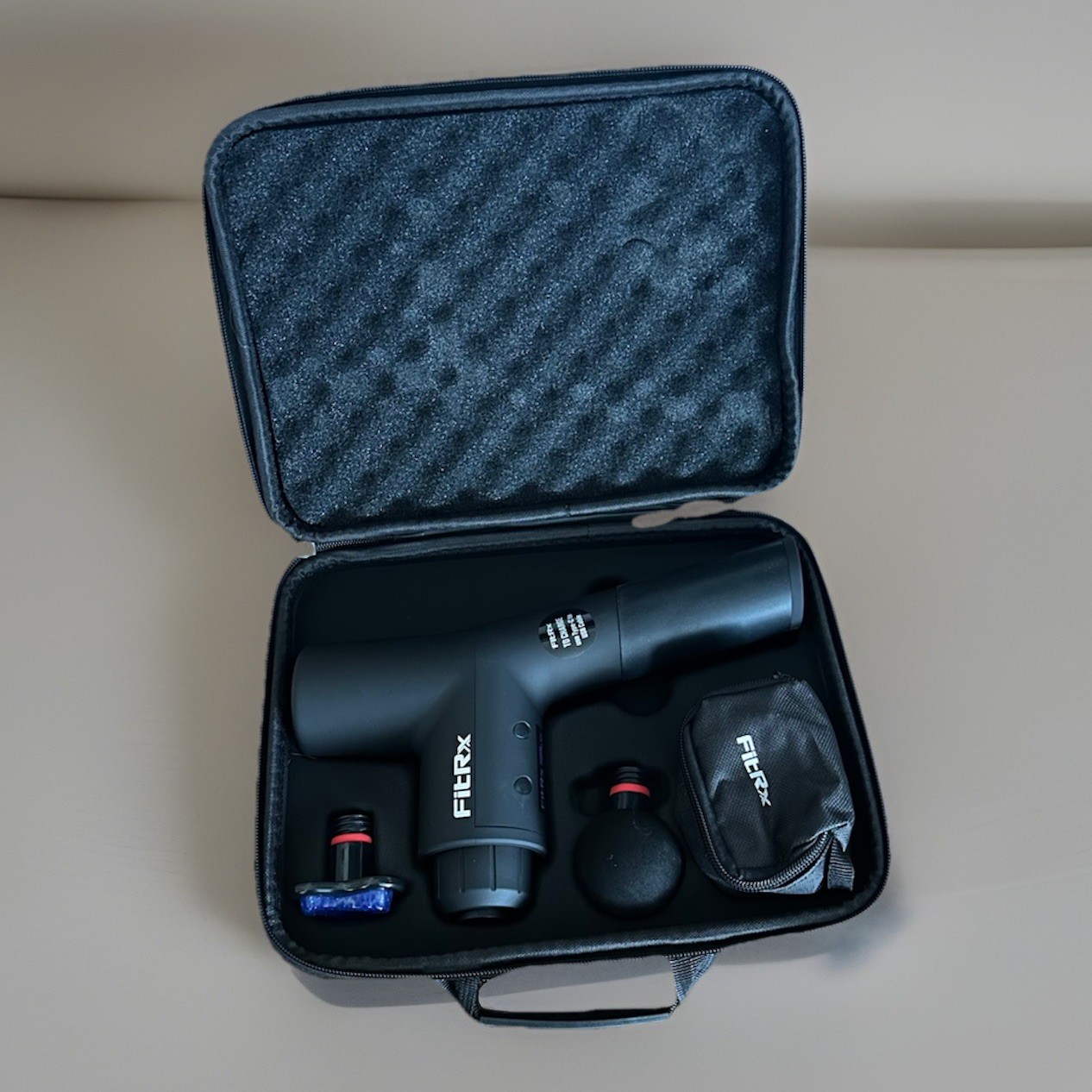 FitRX Portable Rechargeable Muscle Massage Gun 6Speed/6Attachments New-Open Box