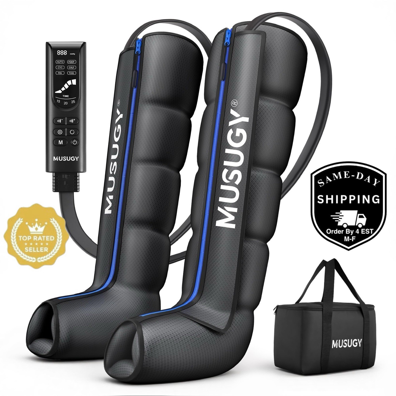 Leg Compression Massager 9 Intensity 6 Modes 3 Timers Air Boots Musugy Small