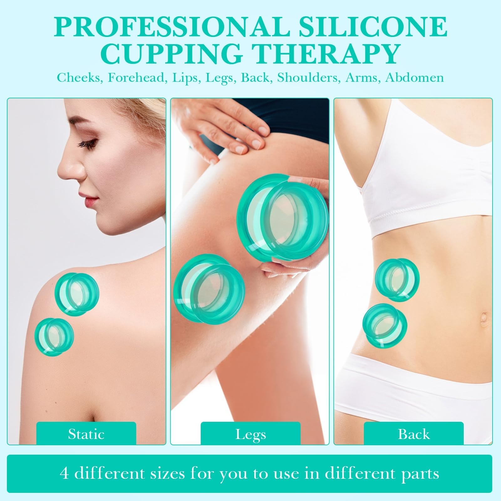 16 Pcs Silicone Cupping Therapy Set – 4 Sizes Massage Cups for Muscle Relief