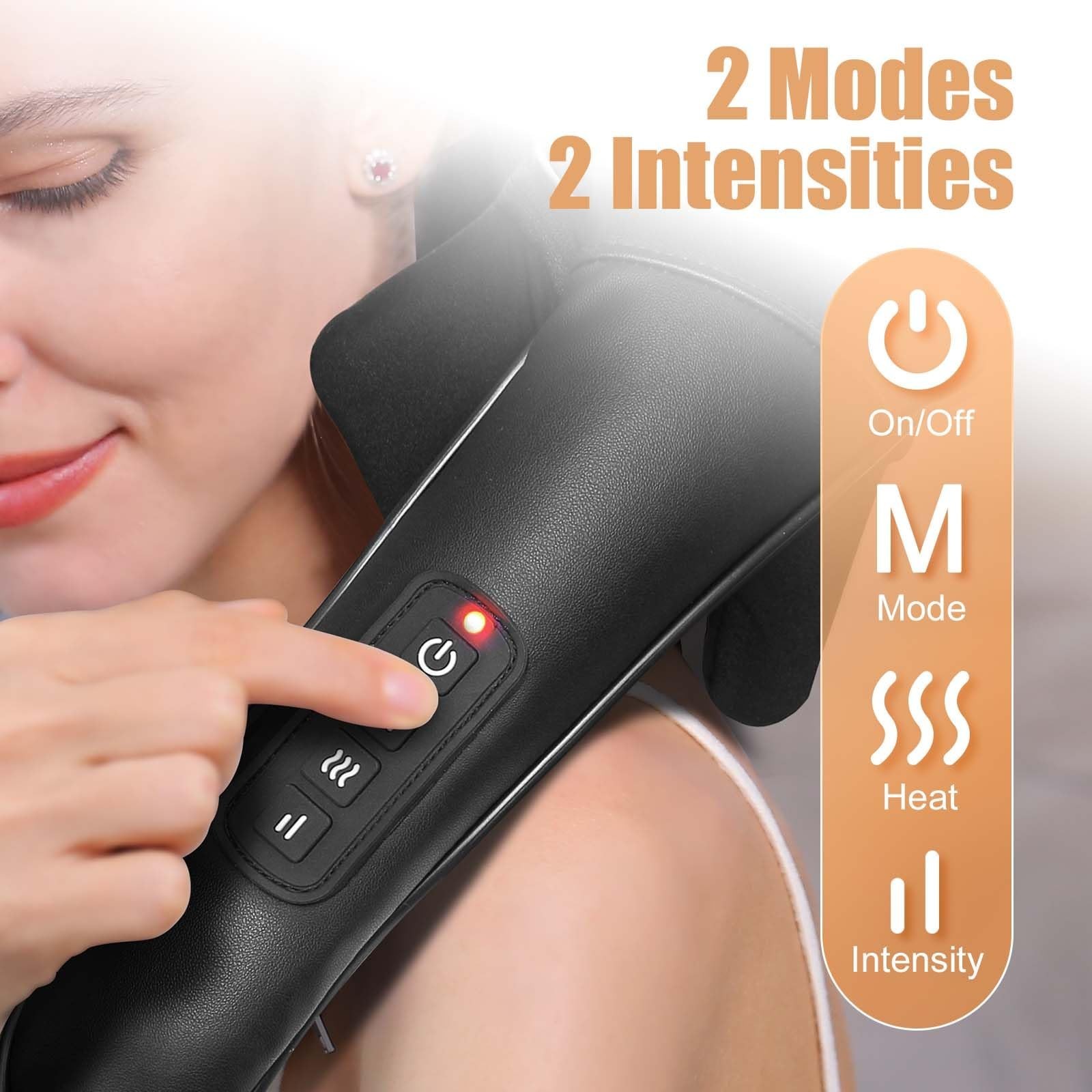 Cordless Shiatsu Back & Neck Massager with Heat, Deep Tissue 3D Kneading Pillow