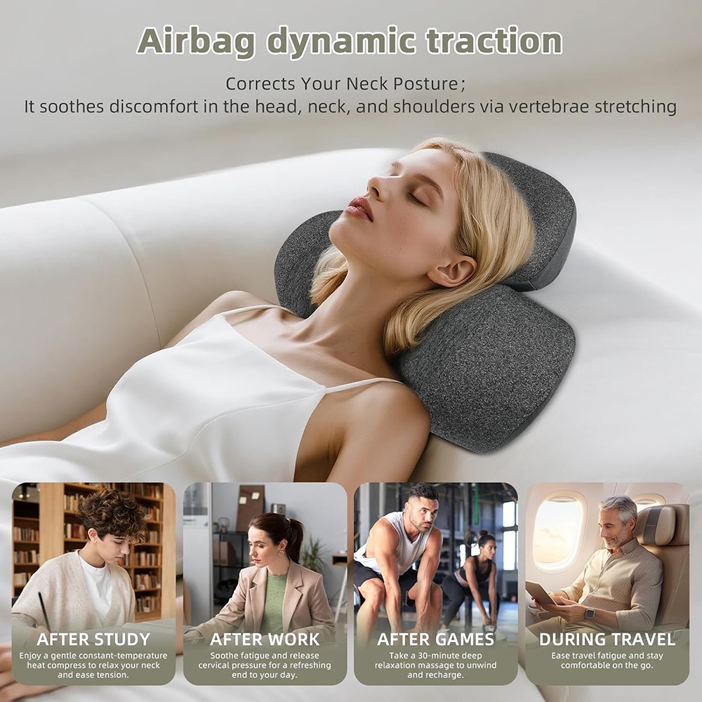 3 in 1 Electric Neck Massager Pillow, Therapy Pillow Traction Massager with Heat