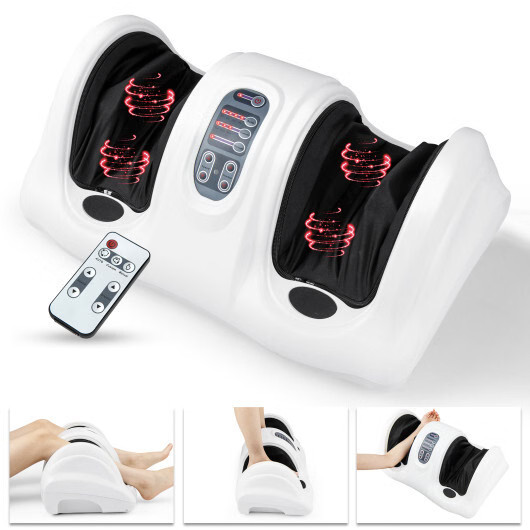 Therapeutic Shiatsu Foot Massager with High Intensity Rollers-White – Color: Whi
