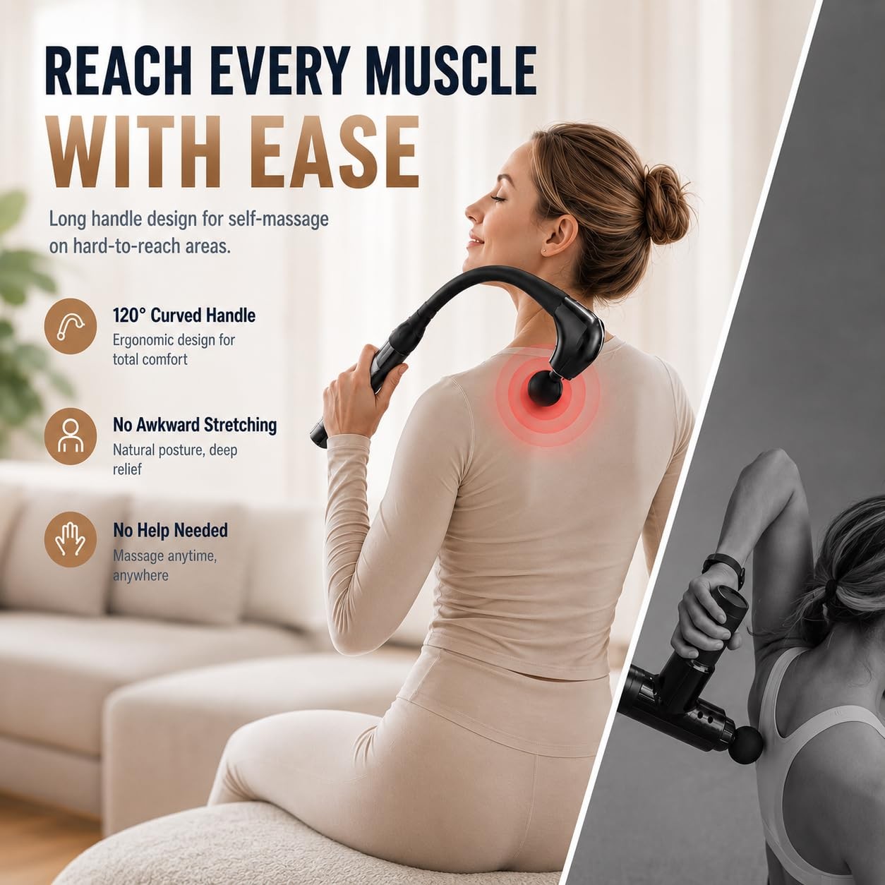 2-in-1 Muscle Massage Detachable Elbow, Deep Tissue Body Massager for Athlete…